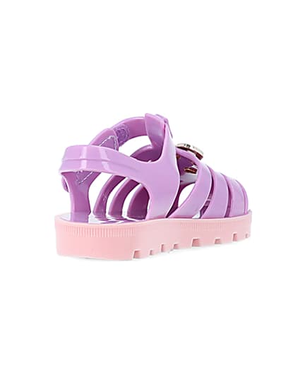 360 degree animation of product Mini girls purple RI jelly sandals frame-11