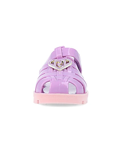 360 degree animation of product Mini girls purple RI jelly sandals frame-21