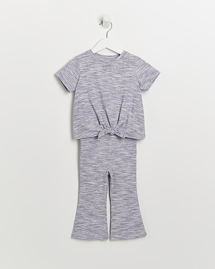 Mini girls purple spacedye ribbed outfit