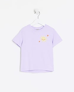 Mini girls purple sunshine graphic t-shirt
