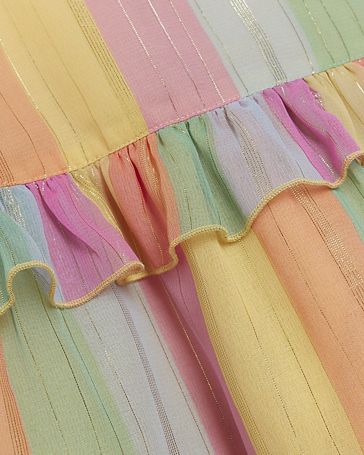 Mini girls rainbow stripe sheer beach dress