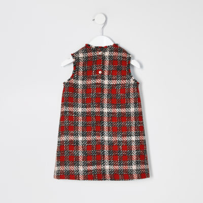 red check pinafore dress