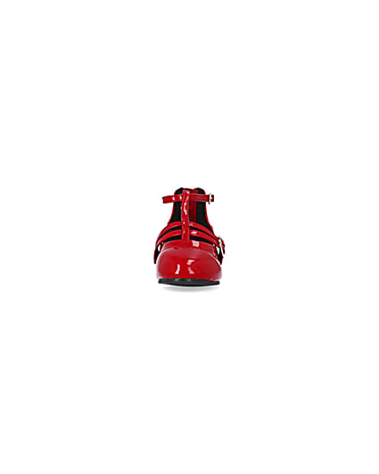360 degree animation of product Mini girls red buckle ballerina shoes frame-21