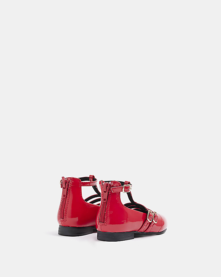 Mini girls red buckle ballerina shoes