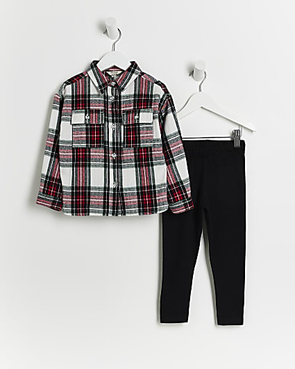 Mini girls Red Check Shirt outfit