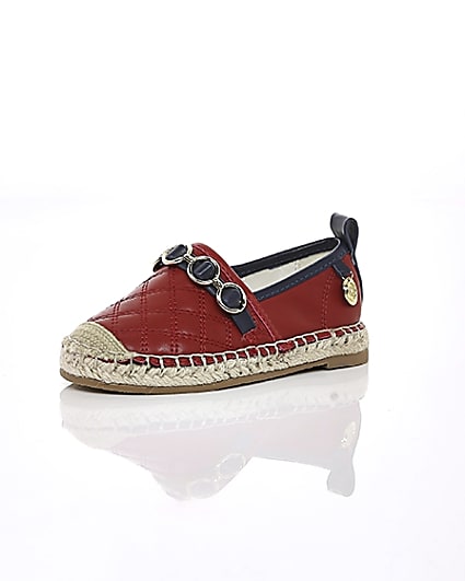 360 degree animation of product Mini girls red espadrille plimsolls frame-1