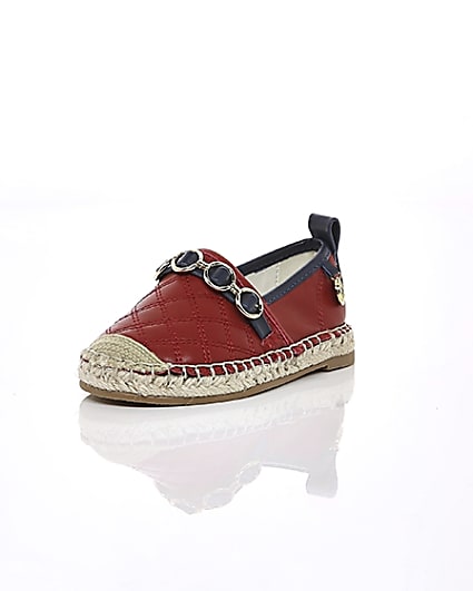 360 degree animation of product Mini girls red espadrille plimsolls frame-2