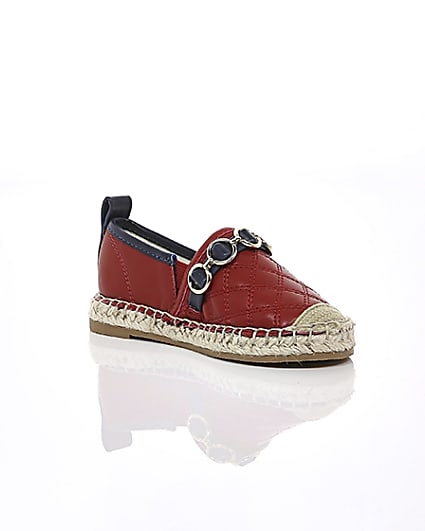 360 degree animation of product Mini girls red espadrille plimsolls frame-8