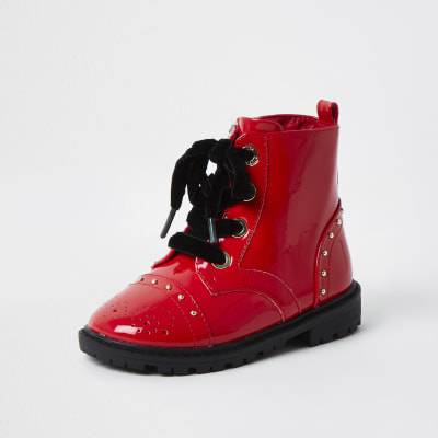 girls red boots