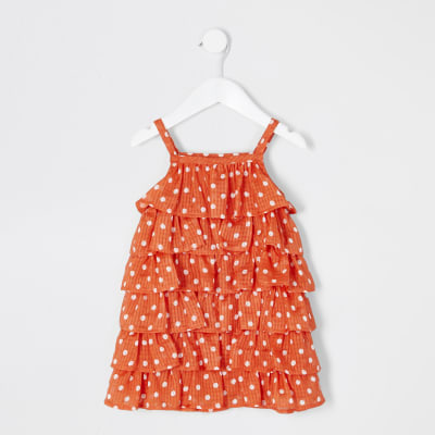 red polka dot frill dress