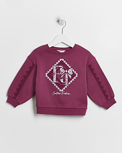 Mini girls red RI embroidery sweatshirt