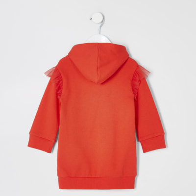 red sweatshirt dress