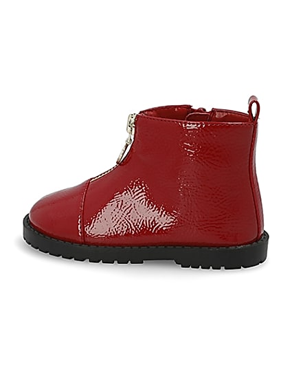 360 degree animation of product Mini girls red zip front boots frame-4