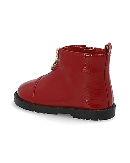360 degree animation of product Mini girls red zip front boots frame-5