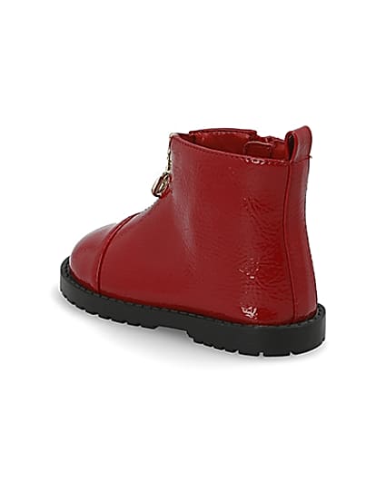 360 degree animation of product Mini girls red zip front boots frame-6