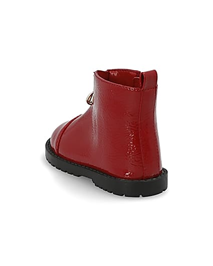 360 degree animation of product Mini girls red zip front boots frame-7