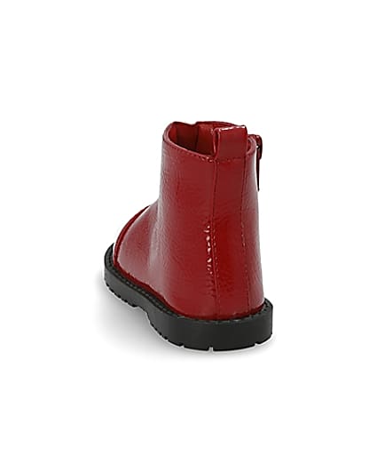 360 degree animation of product Mini girls red zip front boots frame-8