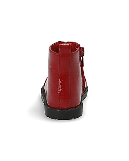 360 degree animation of product Mini girls red zip front boots frame-9