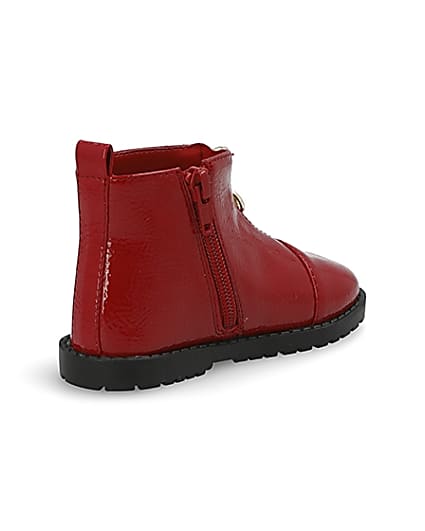 360 degree animation of product Mini girls red zip front boots frame-12