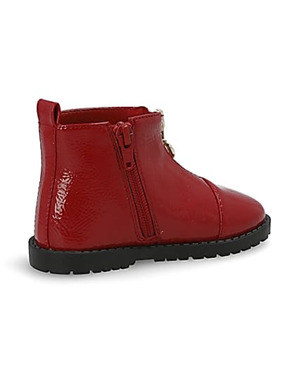 360 degree animation of product Mini girls red zip front boots frame-13