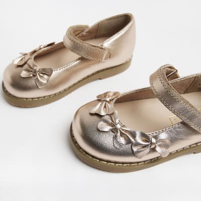 Mini girls Rose Gold Leather Mary Jane shoes