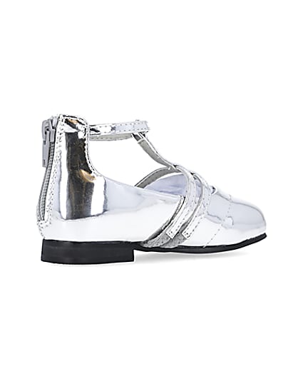 360 degree animation of product Mini girls silver buckle ballerina shoes frame-13
