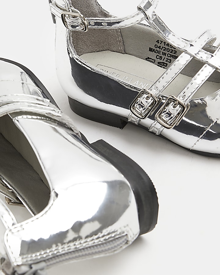 Mini girls silver buckle ballerina shoes