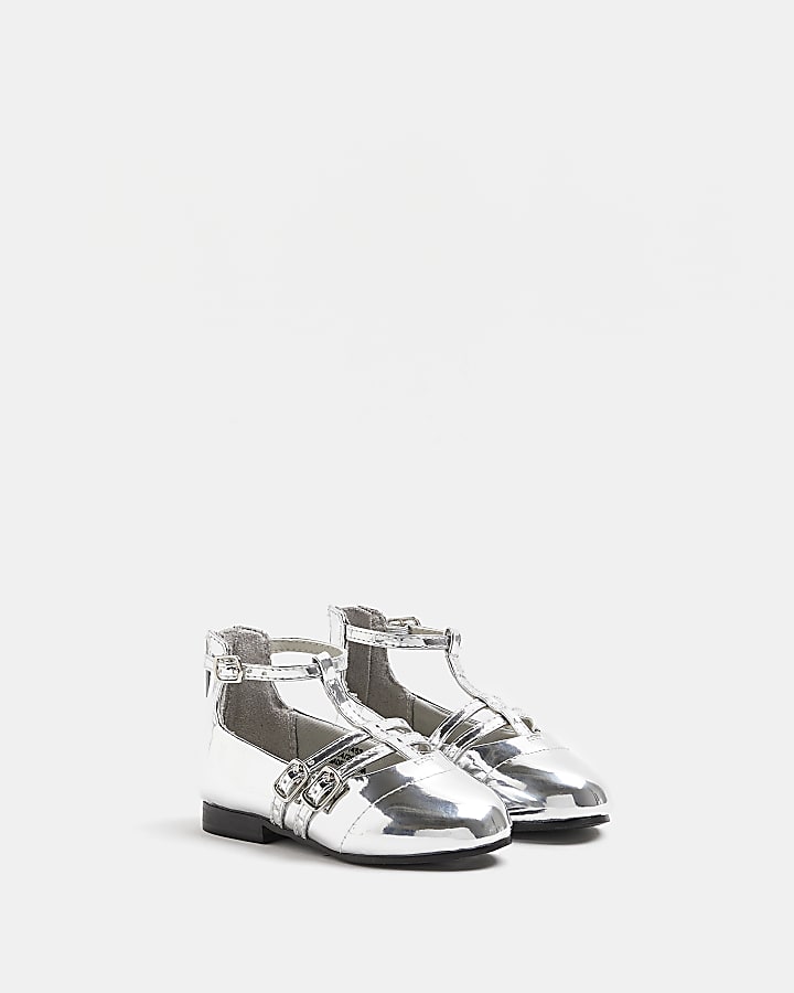 Mini girls silver buckle ballerina shoes