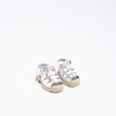 Mini girls silver Chunky gladiator sandals