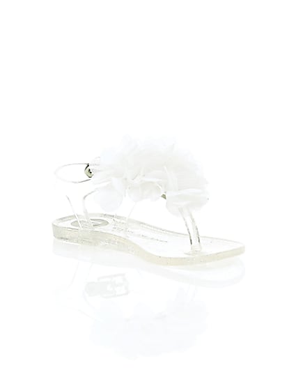 360 degree animation of product Mini girls silver corsage jelly sandals frame-7