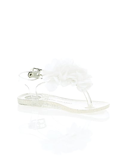 360 degree animation of product Mini girls silver corsage jelly sandals frame-8
