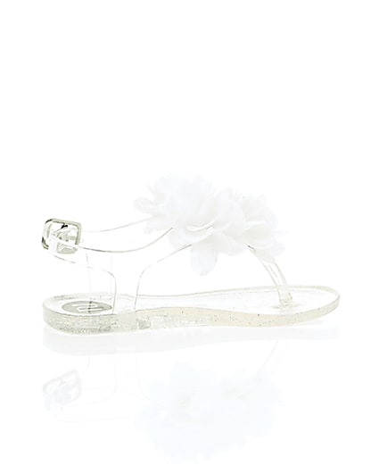 360 degree animation of product Mini girls silver corsage jelly sandals frame-11