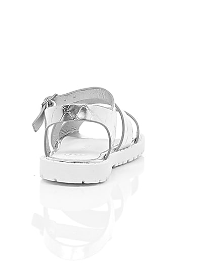 360 degree animation of product Mini girls silver croc chunky sandals frame-15