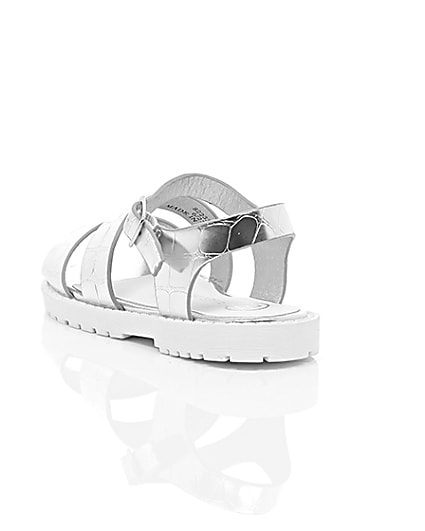 360 degree animation of product Mini girls silver croc chunky sandals frame-18