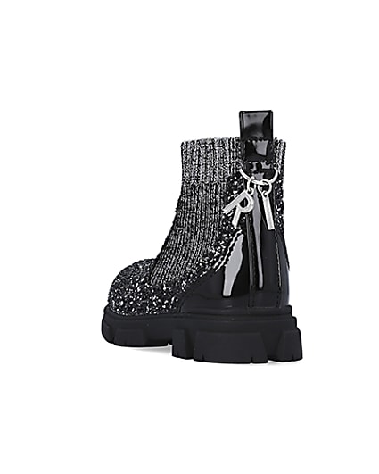 360 degree animation of product Mini Girls Silver Glitter Sock Chelsea Boots frame-7
