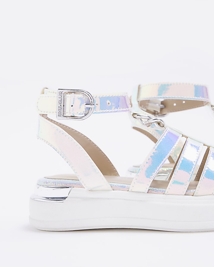 Mini girls silver holographic Sandals