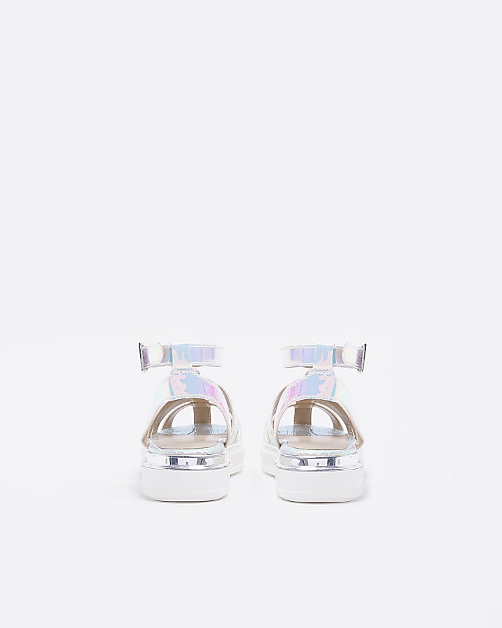 Mini girls silver holographic Sandals