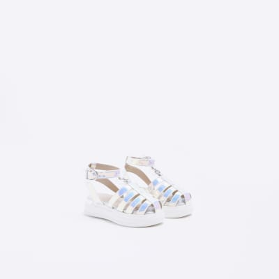 Mini girls silver holographic Sandals