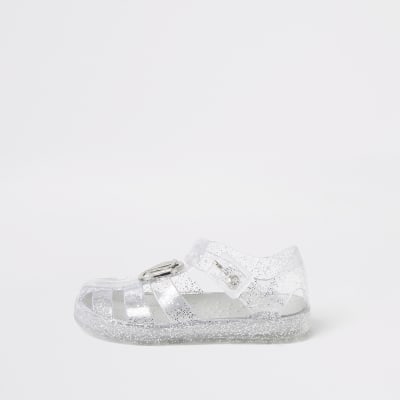 silver jelly sandals