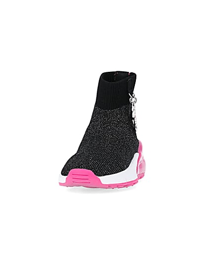 360 degree animation of product Mini girls Silver RI x Barbie knit trainers frame-22