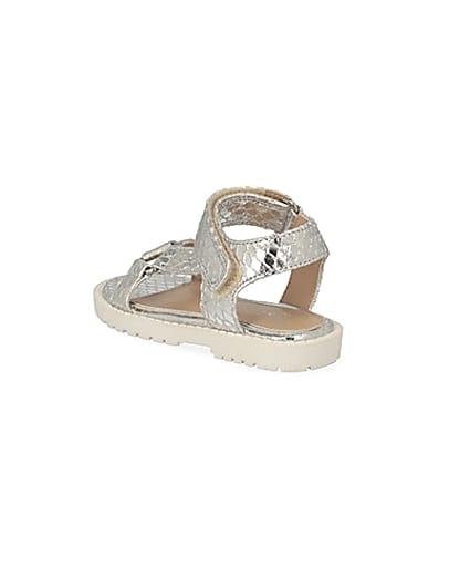 360 degree animation of product Mini girls silver velcro chunky sandals frame-6