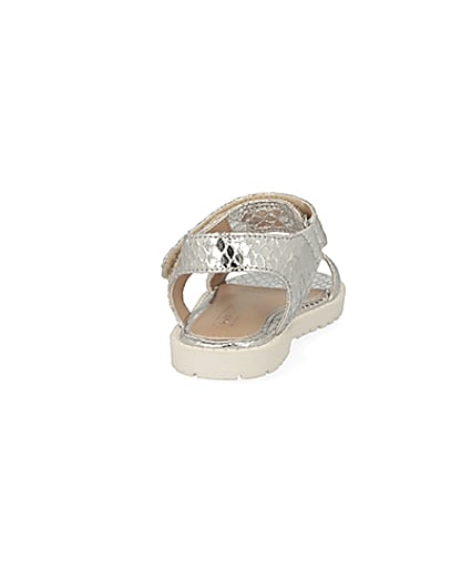 360 degree animation of product Mini girls silver velcro chunky sandals frame-10