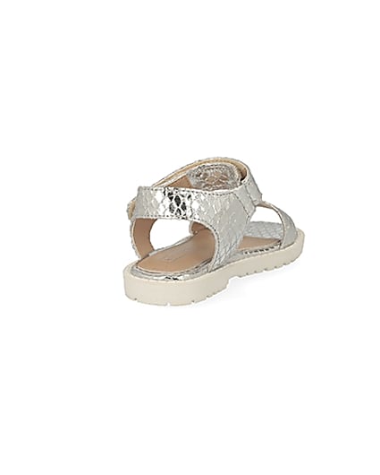 360 degree animation of product Mini girls silver velcro chunky sandals frame-11