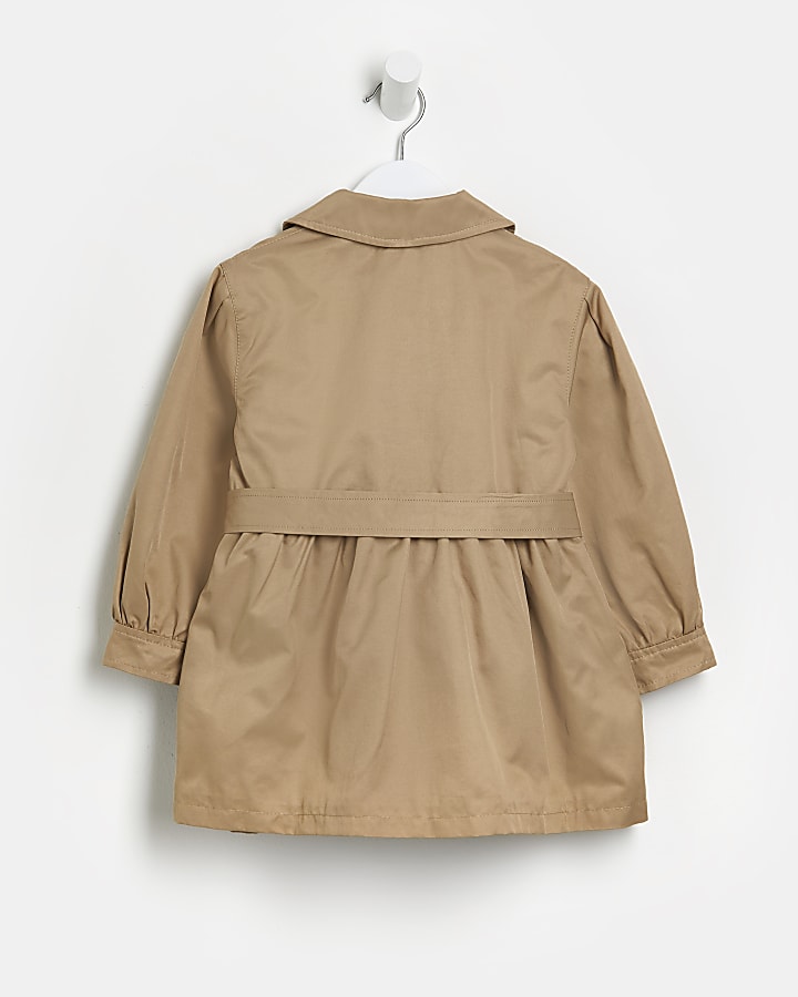 Mini girls stone belted trench coat