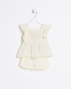 Mini girls stone embroidered frill outfit