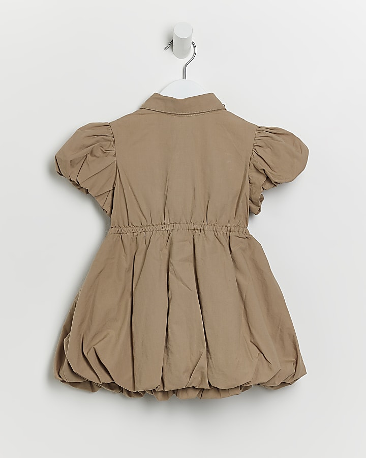 Mini girls stone puffball shirt dress