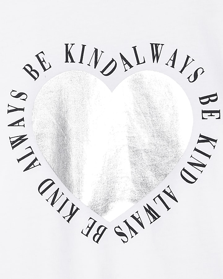 Mini girls white 'Be kind always' t-shirt