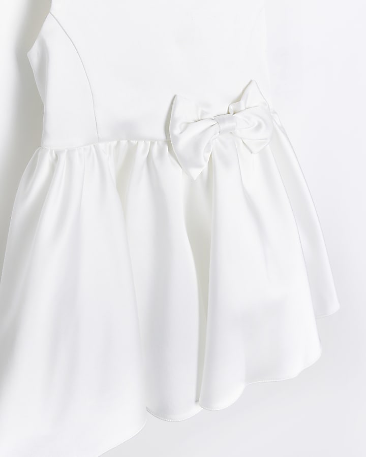 Mini girls white bow skater dress