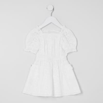 girls white broderie dress