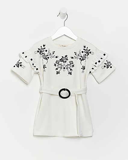 Mini girls white broidery dress